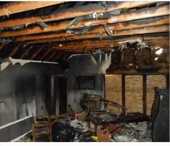 A garage devastated by a fire
